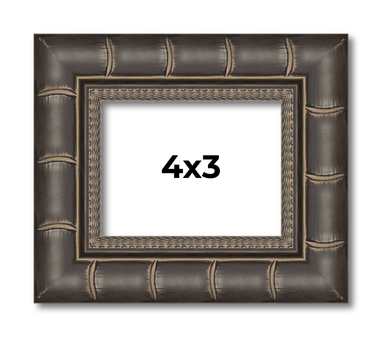 4x3 Modern Bamboo Picture Frame with UV-Resistant Acrylic & Acid Free Backing, Available in 5 Finishes - Gold, Silver, Brown, Black, and Natural